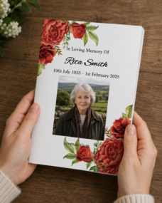4 Page Red Rose Order Of Service